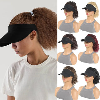 Visor Hat with Synthetic Ponytail for Women