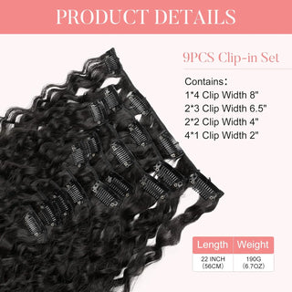  9PCS 22 Inch Curly Clip In Hair Extensions cashymart