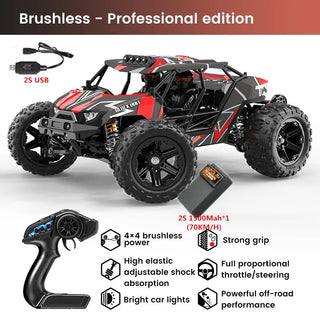  High-Speed 1:14 Brushless RC Off-Road Car with LED Lights & Waterproof Design cashymart