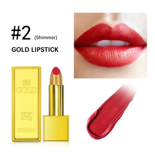  Shimmer Gold Lipstick Metallic Glitter Long Lasting 3.5g cashymart
