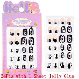  Children Press On Nails 24 Pcs Cute Fake Nails cashymart