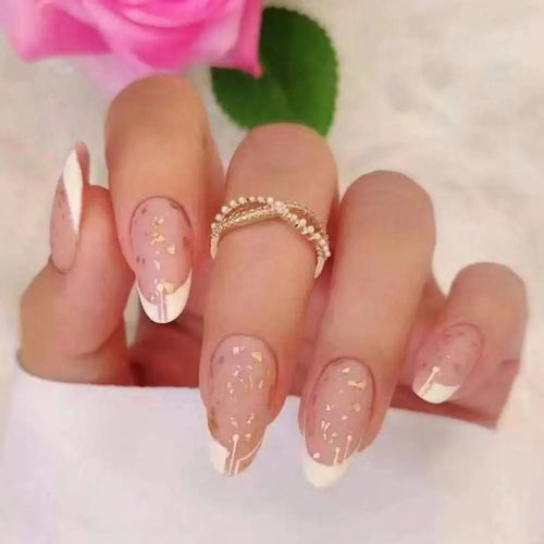 24Pcs Long Almond False Nails Set DIY Manicure