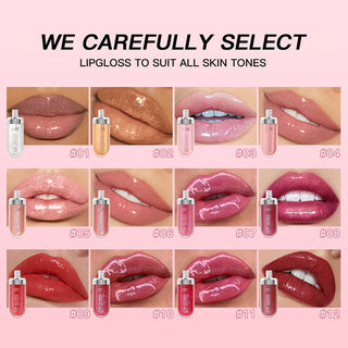  12 Colors Glitter Lip Gloss Long Lasting Diamond Pearlescent cashymart