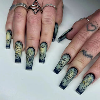  Spooky Blue & Black Coffin Nails cashymart