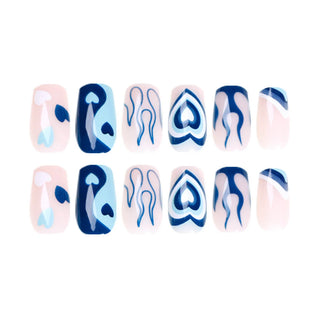  24Pcs Blue Flame Love Press-On Nails cashymart