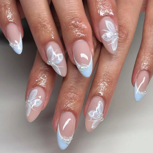 24 Pcs Matte Almond False Nails Set