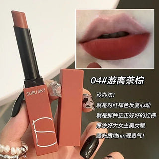  Hot SUSU SKY Matte Lipstick Small Red Tube Nonstick Rose cashymart