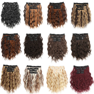  Short Honey Gold Wavy Hair Extensions Set cashymart