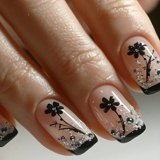 24pcs Flower Design Press On Nails Set