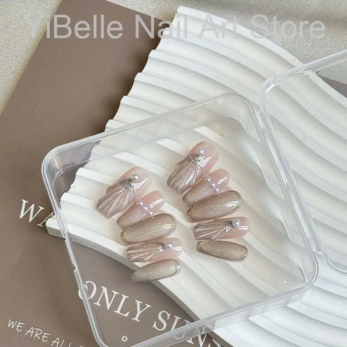  Sea Shells Handmade Press On Nails Ballerina cashymart