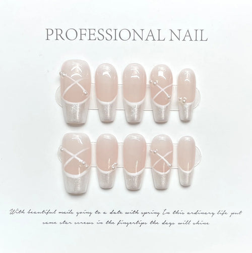 Sea Shells Handmade Press On Nails Ballerina cashymart