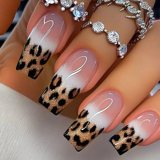 Golden Stripe Press On Nails Set 24pcs