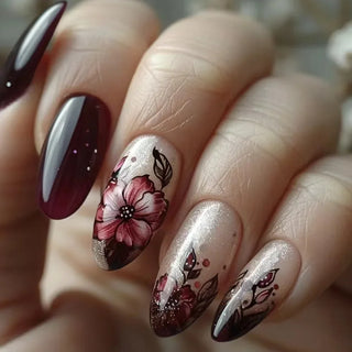 24 Pcs Matte Almond False Nails Set