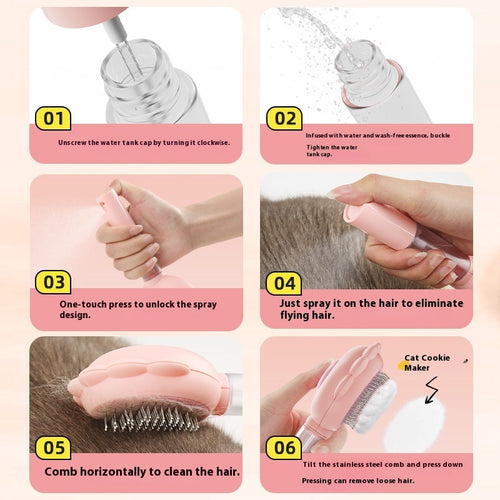  Self-Cleaning Pet Brush Comb with Spray cashymart