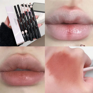  Double Head Lipliner Pencil with Brush Waterproof Lipstick cashymart