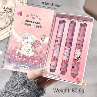  Solid Lip Gloss Gege Bear Garden Pink Rabbit Lip Balm Set cashymart