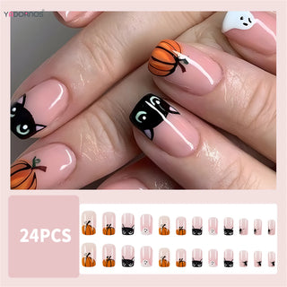  24pcs Halloween Ghost & Cat Press-On Nails cashymart