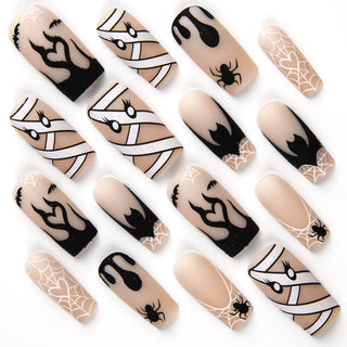  Pink Spider Web Coffin Press-On Nails cashymart