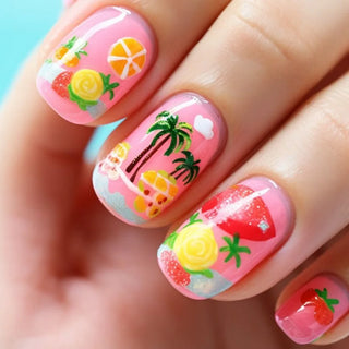 Golden Stripe Press On Nails Set 24pcs