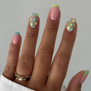  Vibrant Floral Fantasy Press-On Nails cashymart