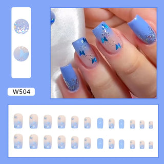  Butterfly Blossom Square Press-On Nails cashymart