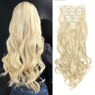  Clip In Hair Extensions 7 PCS 22 Inch Wavy Curly Synthetic Hair Pieces cashymart