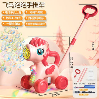  Bubble Machine Outdoor Hand Pushed Electric Toy Gift cashymart