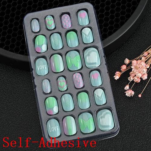 Children Press On Nails 24 Pcs Cute Acrylic Tips