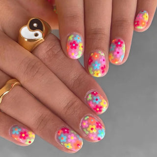  Vibrant Floral Fantasy Press-On Nails cashymart