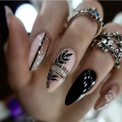 24 Pcs Matte Almond False Nails Set