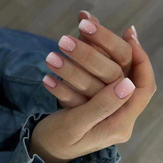 24pcs French Blue Pearl False Nails Set