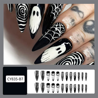  Ghostly Almond Halloween Nail Art cashymart