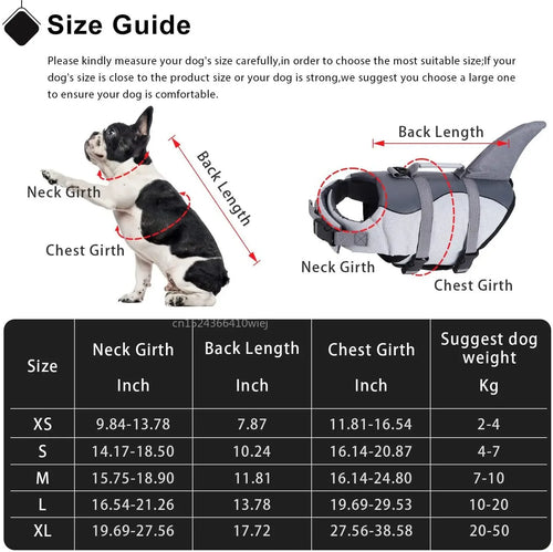  Shark Dog Life Jacket Enhanced Buoyancy Vest cashymart