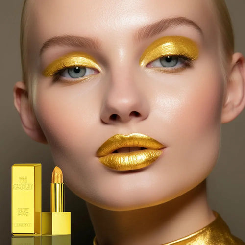 Shimmer Gold Lipstick Metallic Glitter Long Lasting 3.5g cashymart