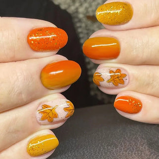  Shimmering Orange Press-On Nails cashymart