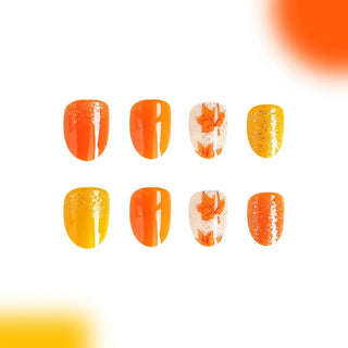  Shimmering Orange Press-On Nails cashymart