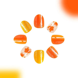  Shimmering Orange Press-On Nails cashymart