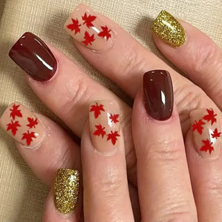  Shimmering Orange Press-On Nails cashymart
