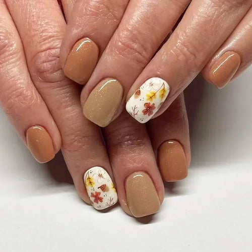  Shimmering Orange Press-On Nails cashymart