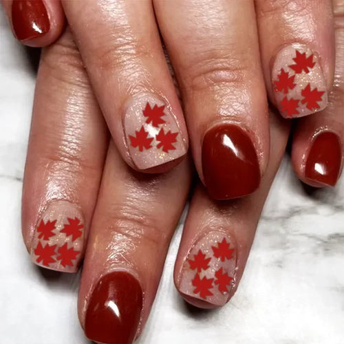  Shimmering Orange Press-On Nails cashymart