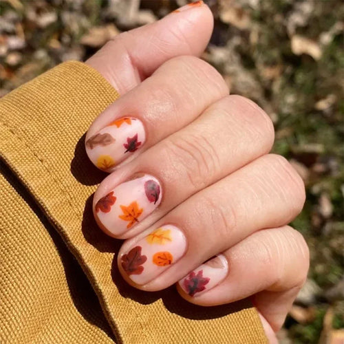  Shimmering Orange Press-On Nails cashymart