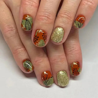  Shimmering Orange Press-On Nails cashymart