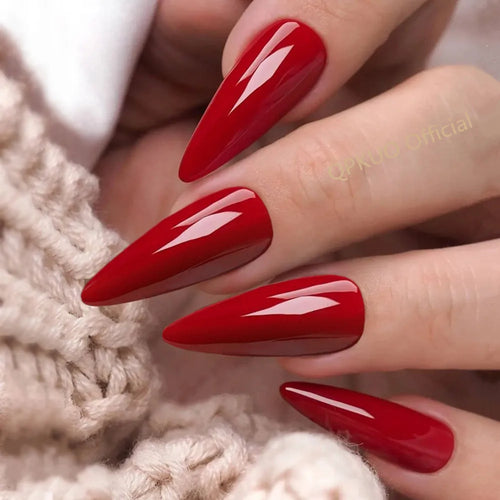  Shiny Black Stiletto Fake Nails cashymart