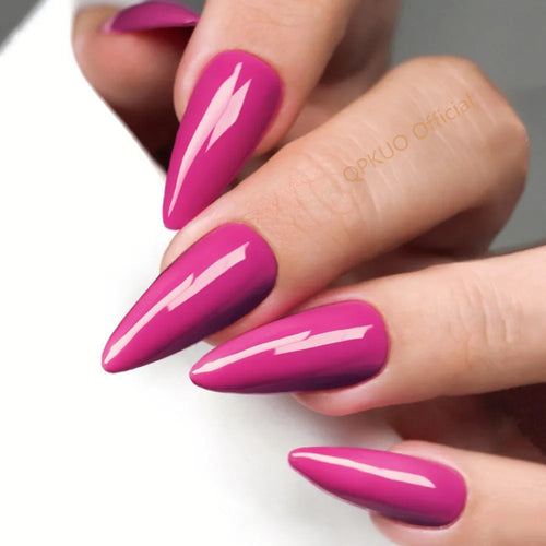  Shiny Black Stiletto Fake Nails cashymart