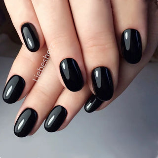  Shiny Wine Red Oval Short Fake Nails cashymart