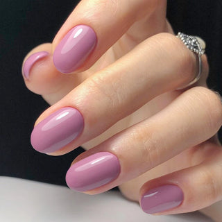  Shiny Wine Red Oval Short Fake Nails cashymart