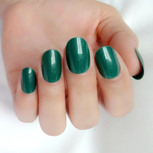  Shiny Wine Red Oval Short Fake Nails cashymart