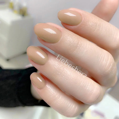  Shiny Wine Red Oval Short Fake Nails cashymart