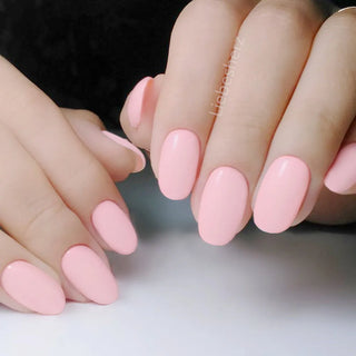  Shiny Wine Red Oval Short Fake Nails cashymart