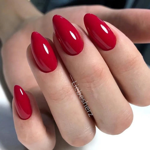  Shiny Wine Red Press-On Stiletto Nails cashymart